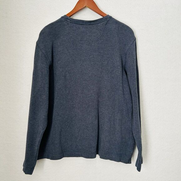 GAP Pullover Shirt Men Large Blue Crew Knit Cotton Slit Outdoor Comfy Fisherman - Picture 11 of 11